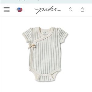 COPY - Pehr Short Sleeve Kimono onesie in green stripe